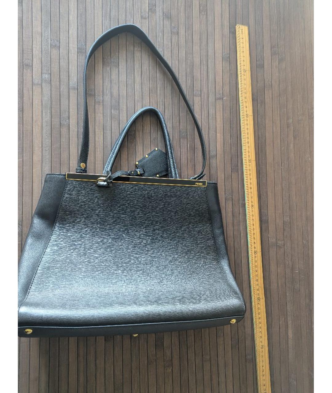 FENDI Черная кожаная сумка с короткими ручками, фото 3
