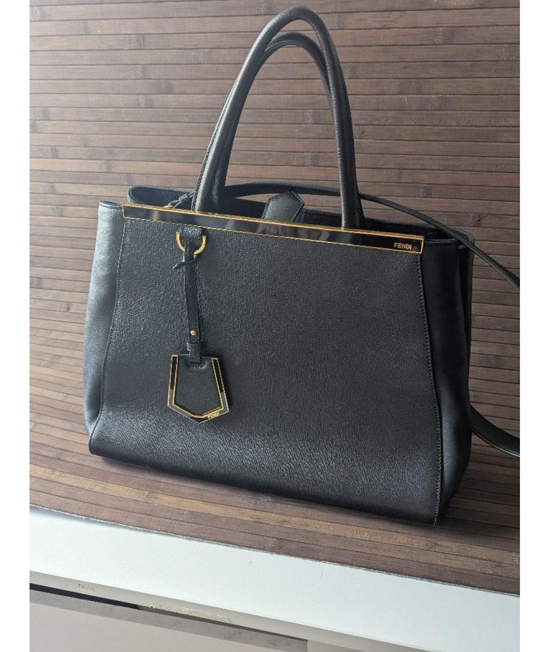 FENDI Черная кожаная сумка с короткими ручками, фото 7