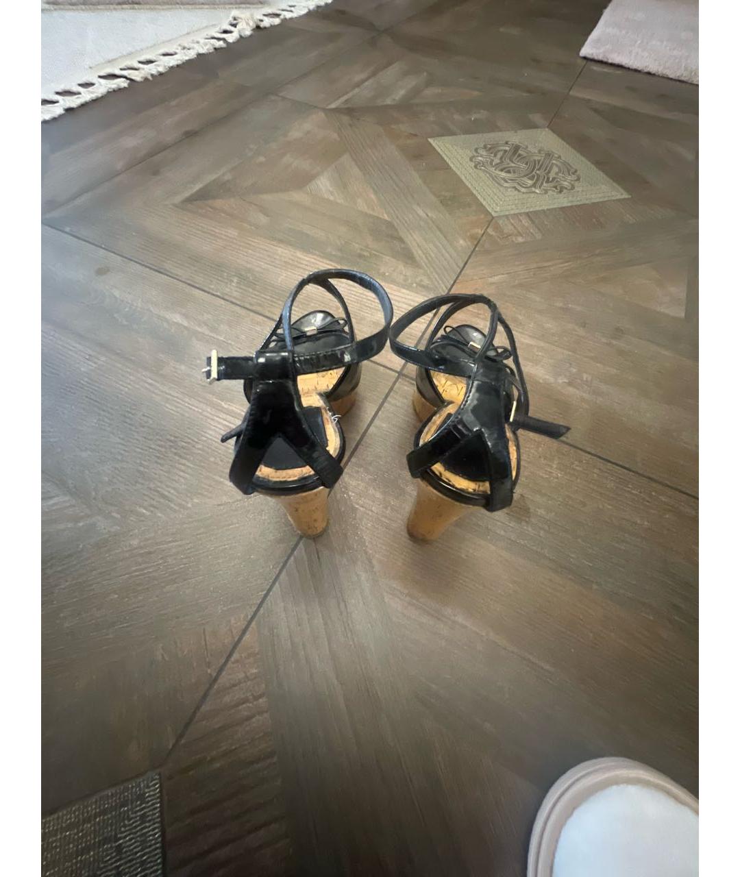 CHRISTIAN DIOR Черные кожаные босоножки, фото 3