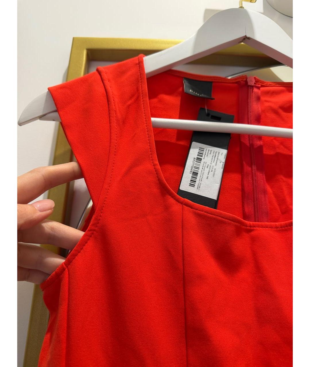 PINKO Красное вискозное коктейльное платье, фото 4