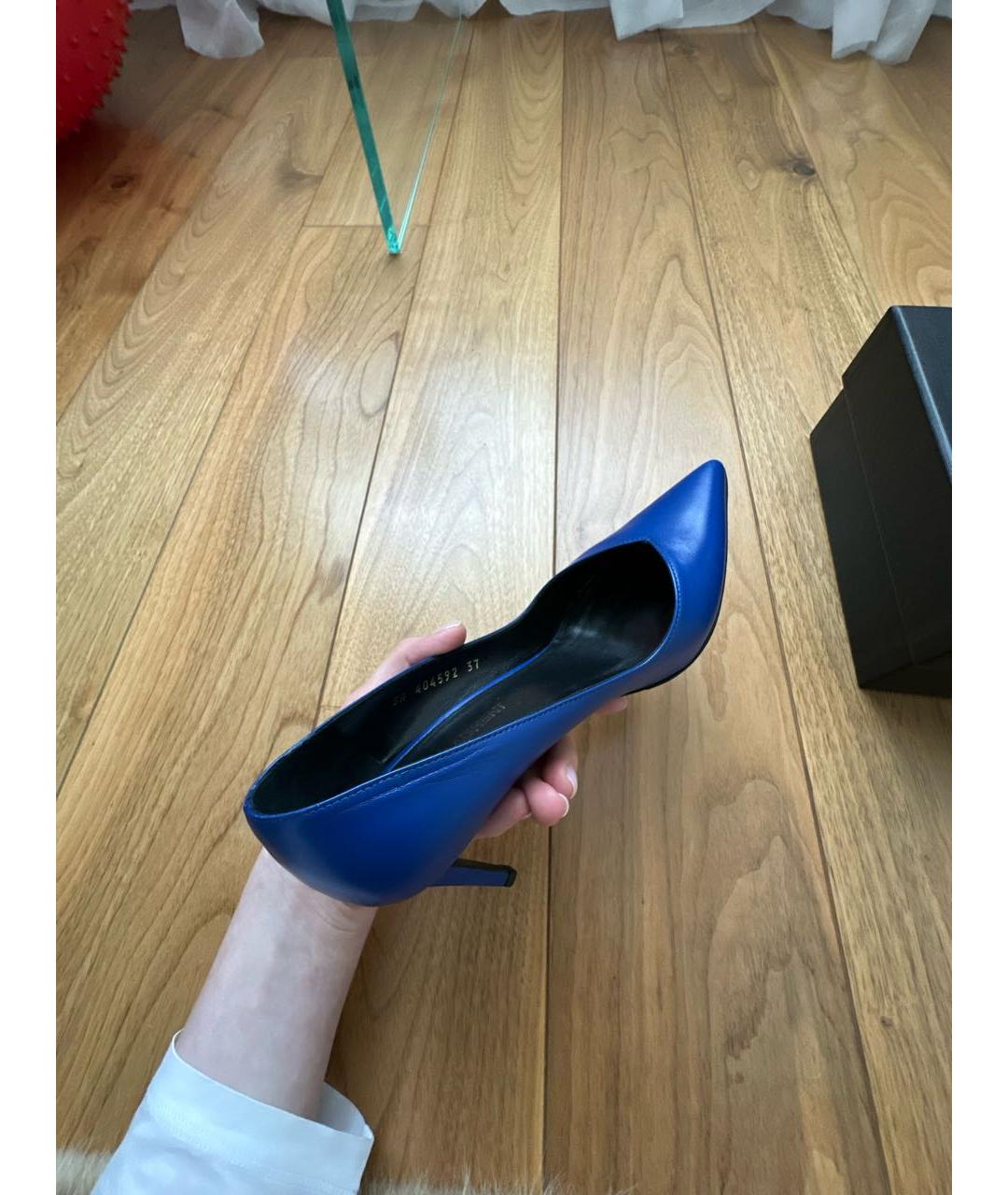 SAINT LAURENT Синие кожаные туфли, фото 7