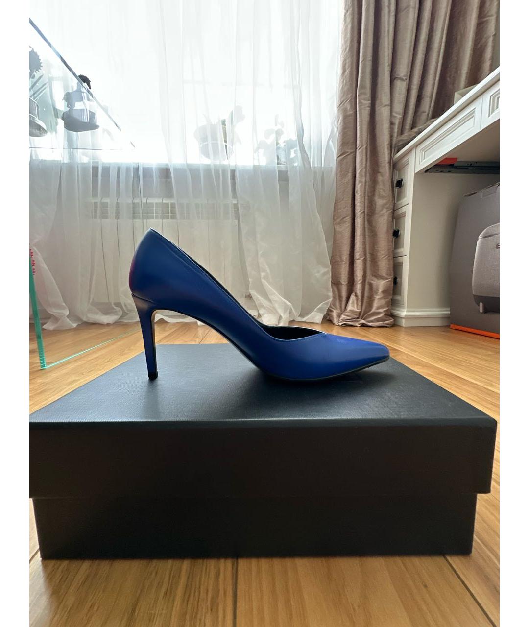 SAINT LAURENT Синие кожаные туфли, фото 9