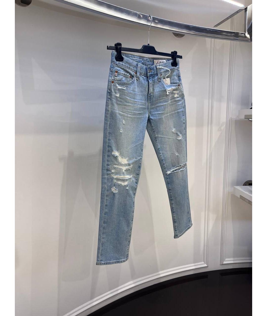 AG JEANS Голубые джинсы слим, фото 3
