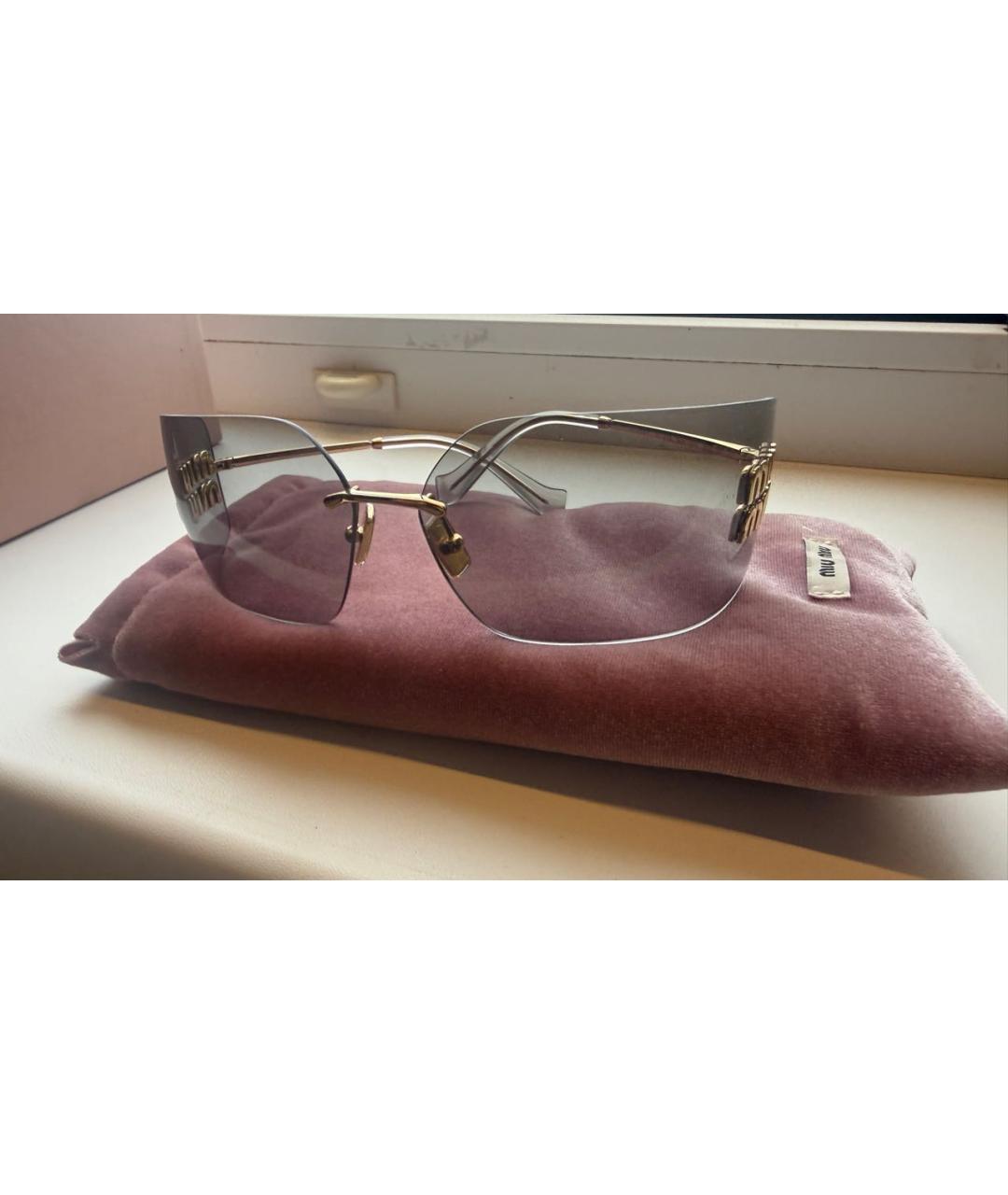 MIU MIU Золотые металлические солнцезащитные очки, фото 4