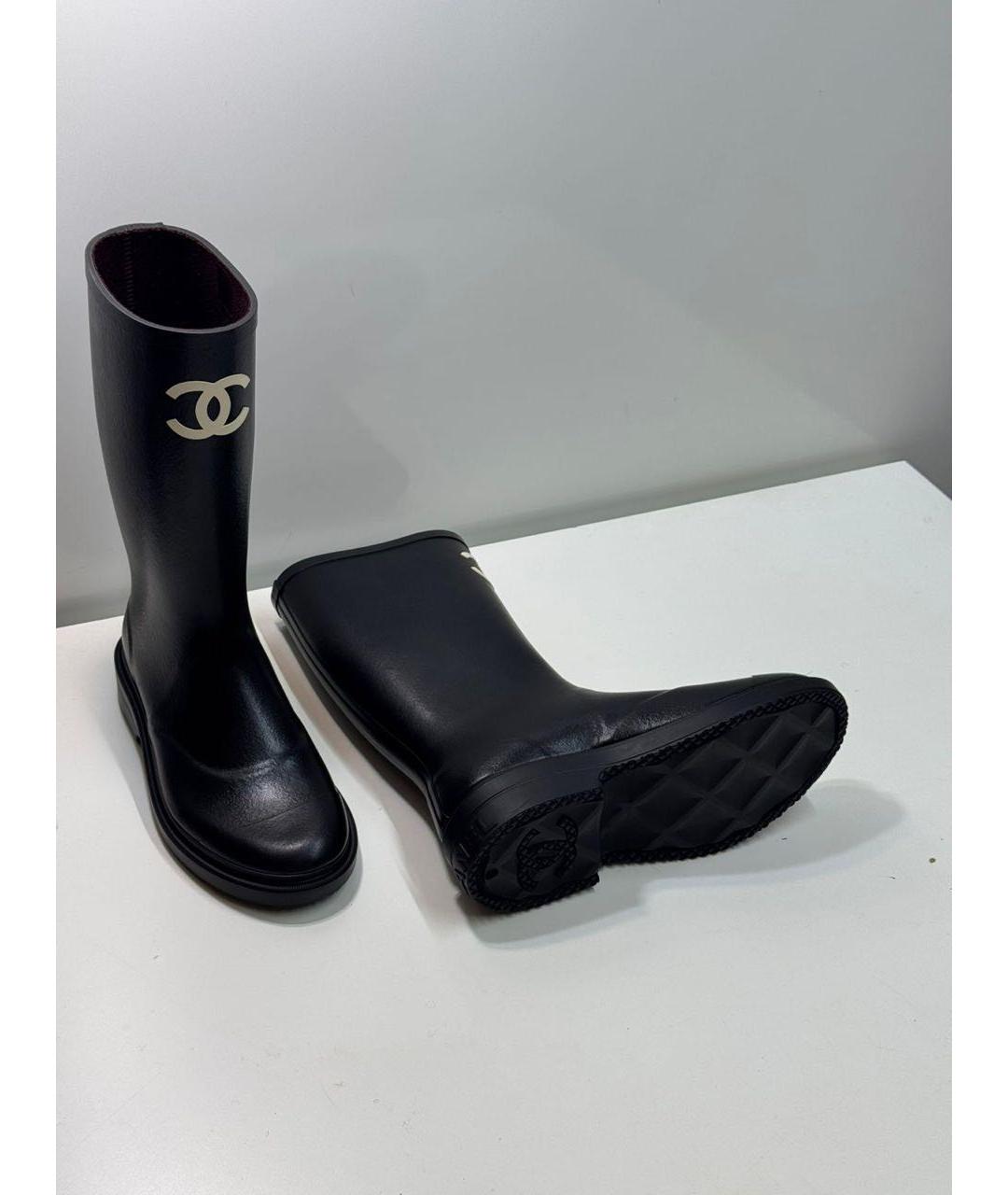 CHANEL Черные резиновые сапоги, фото 3