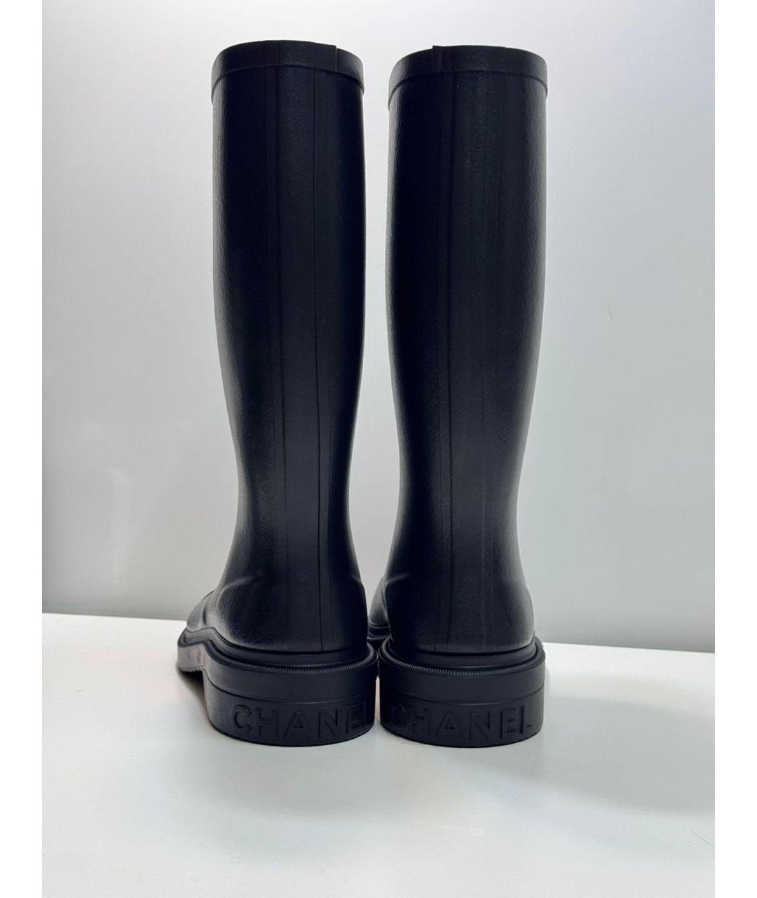 CHANEL Черные резиновые сапоги, фото 4