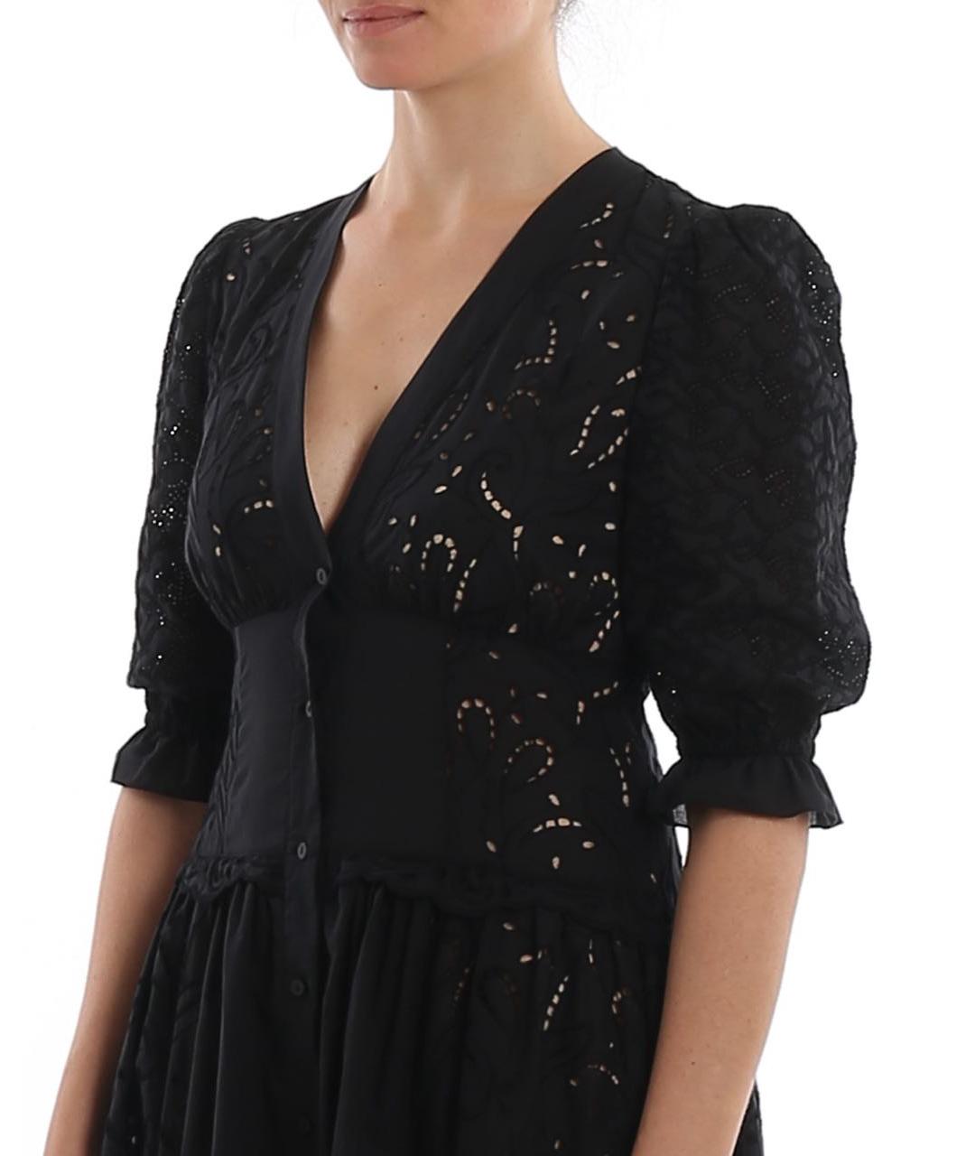 ERMANNO SCERVINO Черное хлопковое повседневное платье, фото 7