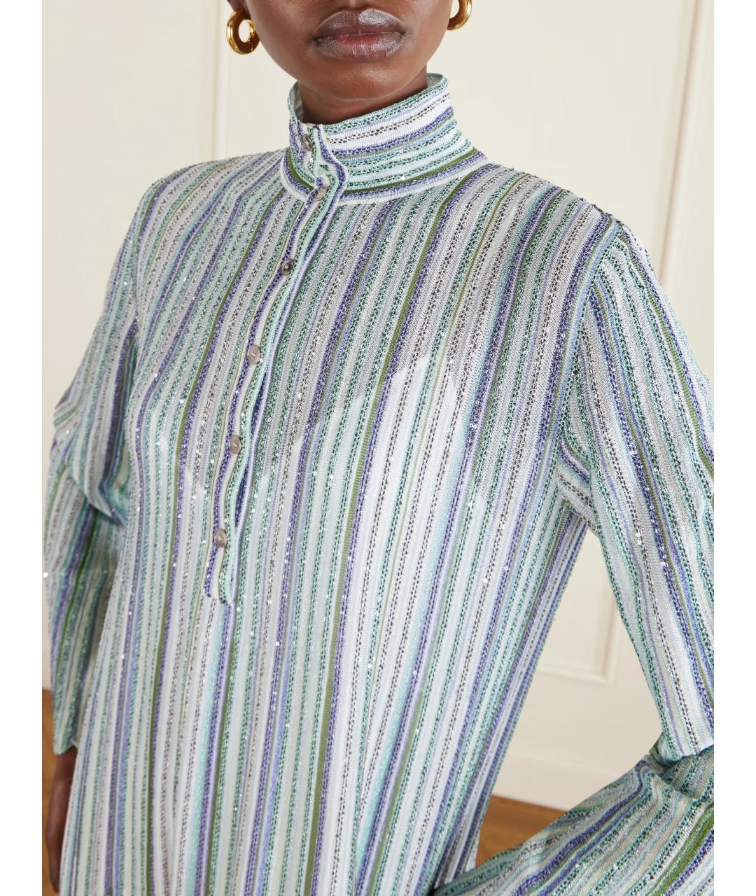 MISSONI Голубое вискозное коктейльное платье, фото 4