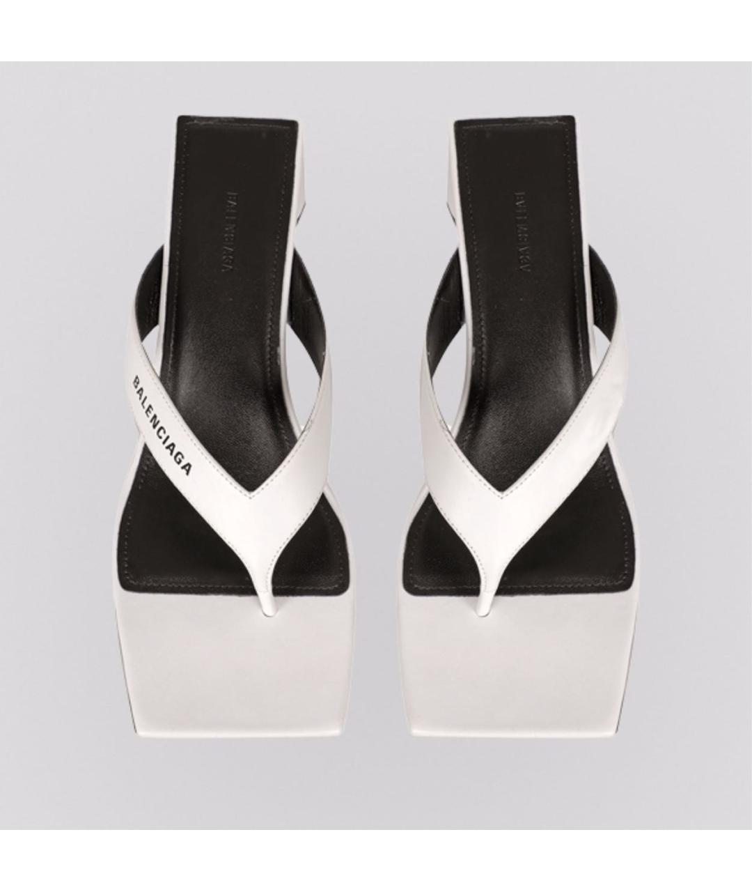 BALENCIAGA Белые кожаные мюли, фото 4