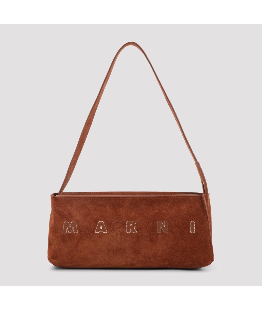 MARNI Коричневая замшевая сумка через плечо, фото 3