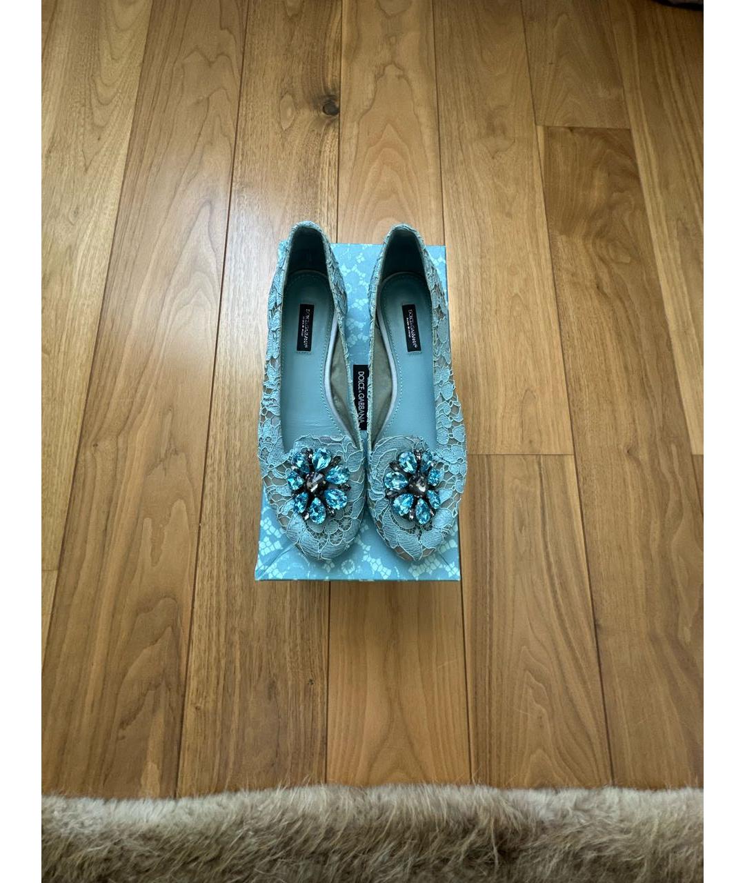 DOLCE&GABBANA Голубые текстильные балетки, фото 2