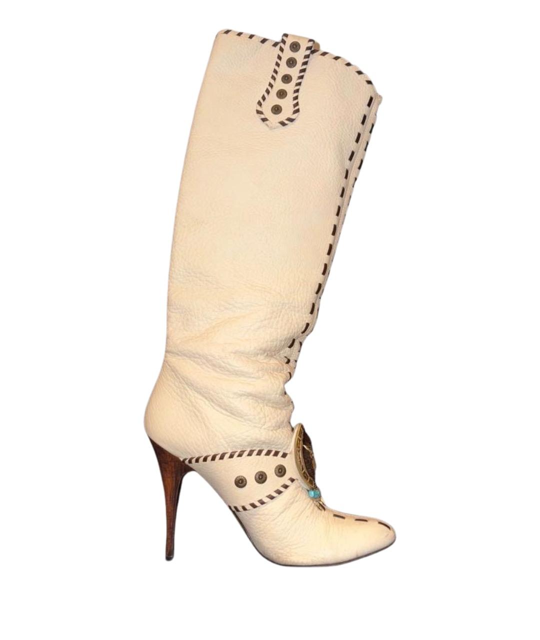 GIUSEPPE ZANOTTI DESIGN Белые кожаные сапоги, фото 1