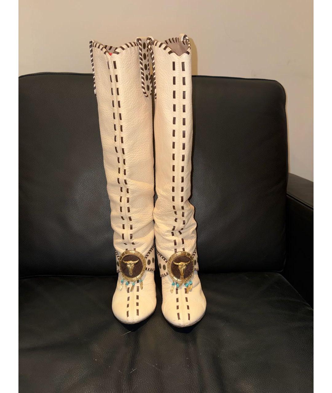 GIUSEPPE ZANOTTI DESIGN Белые кожаные сапоги, фото 2