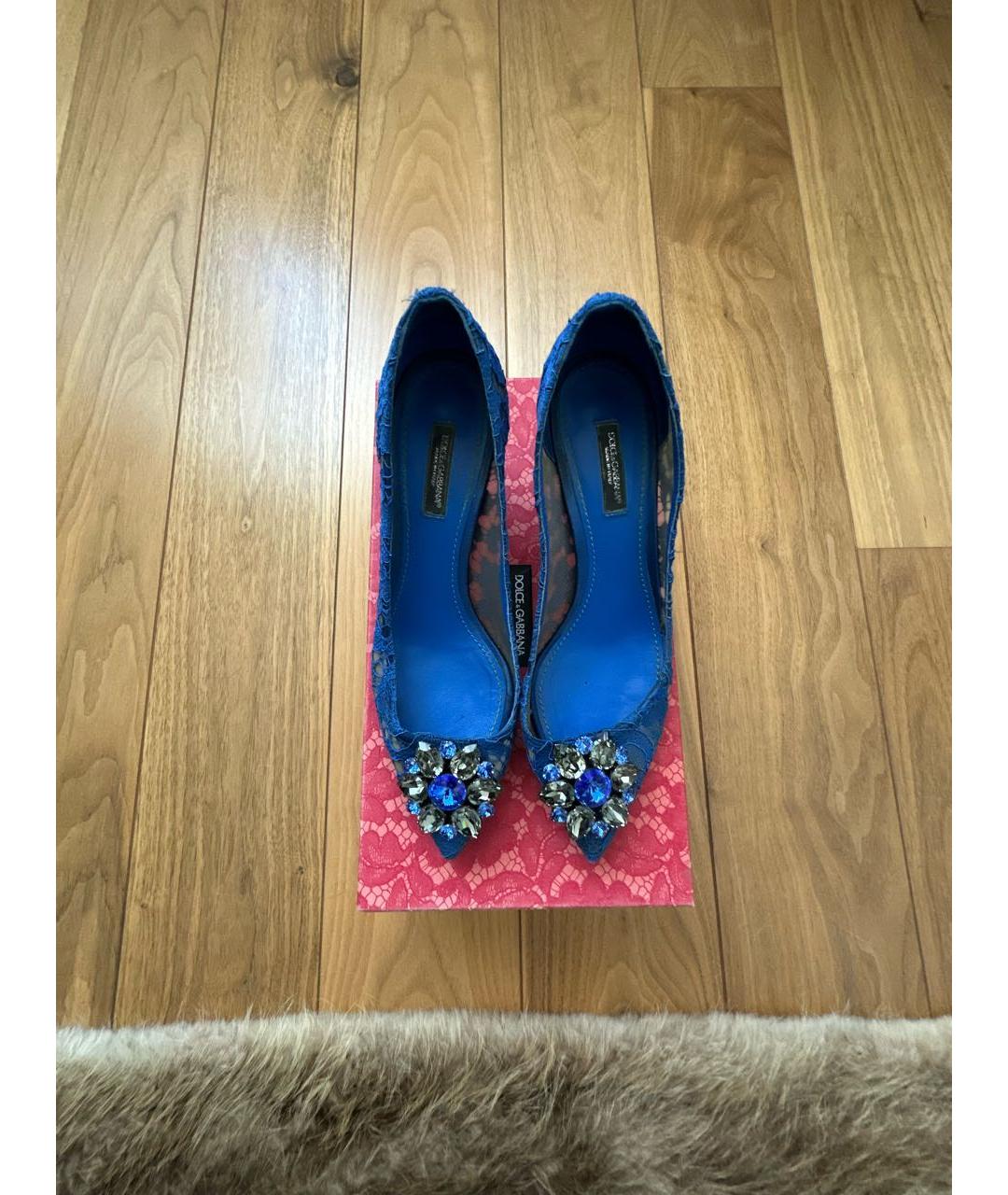DOLCE&GABBANA Синие текстильные туфли, фото 2
