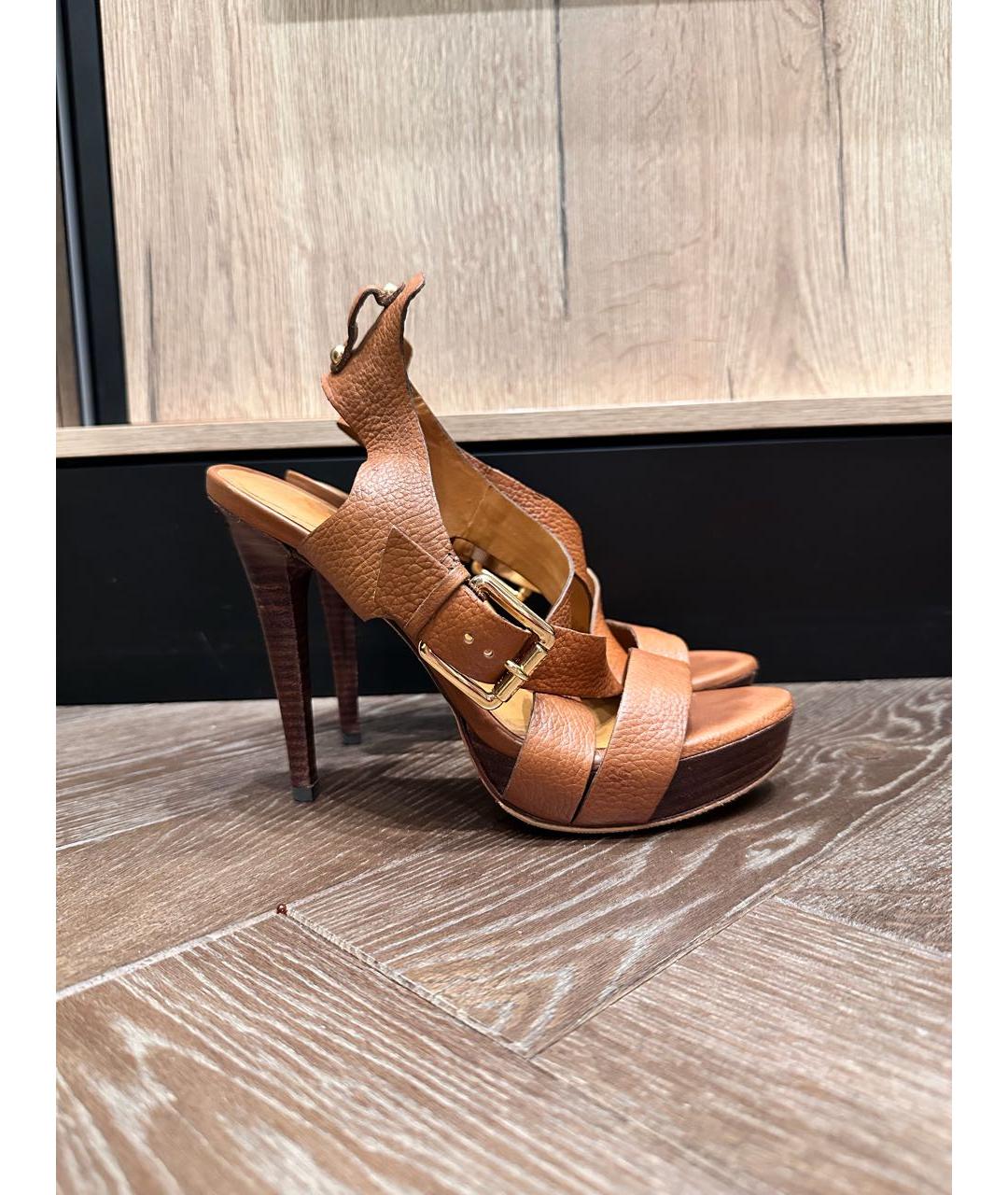 MICHAEL KORS Коричневые кожаные босоножки, фото 5