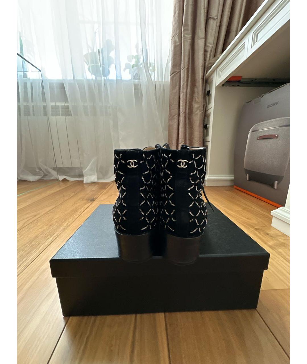 CHANEL Черные текстильные ботинки, фото 4