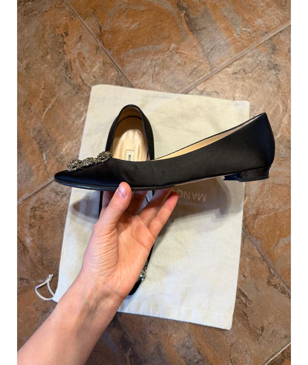 MANOLO BLAHNIK Черные кожаные балетки, фото 7