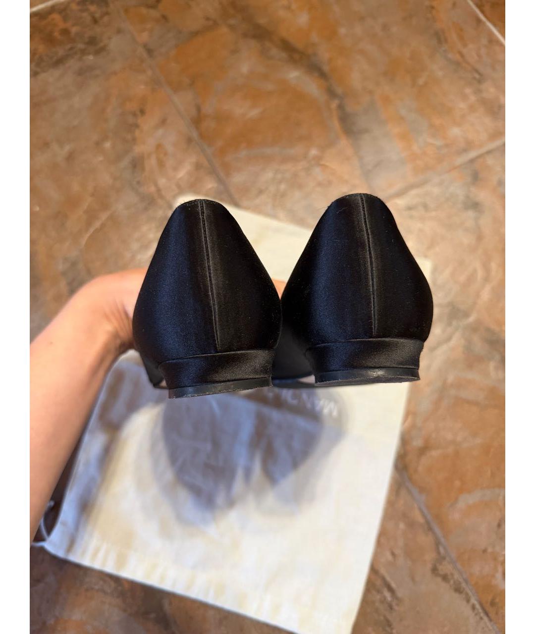 MANOLO BLAHNIK Черные кожаные балетки, фото 4