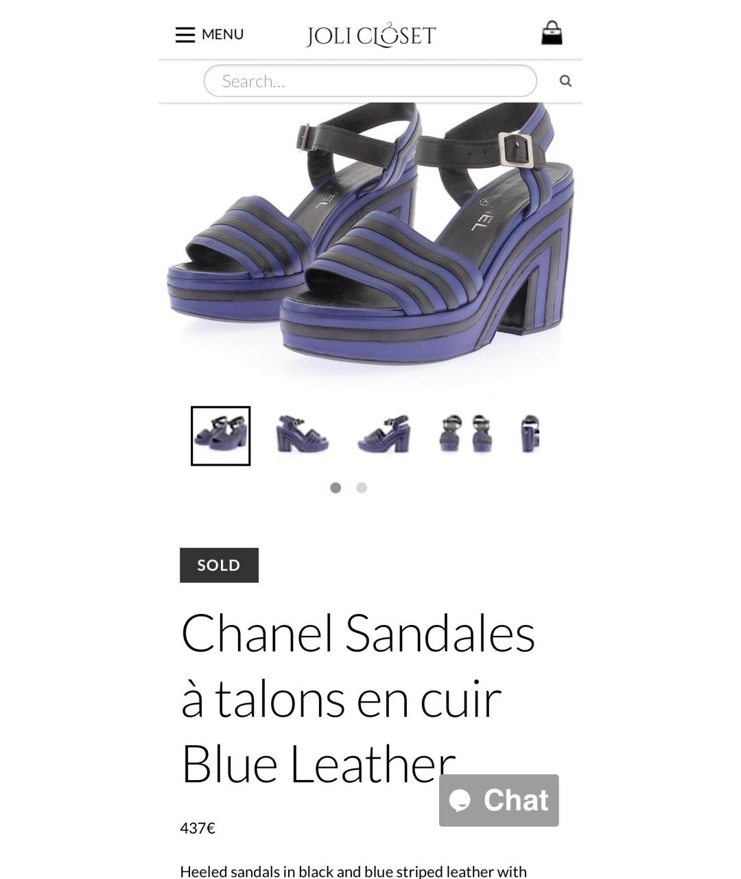 CHANEL Синие кожаные босоножки, фото 8