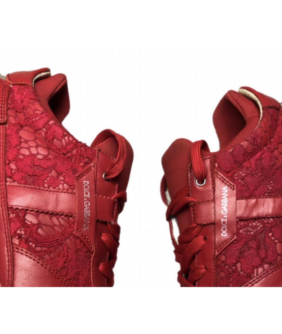 DOLCE&GABBANA Бордовые кожаные кроссовки, фото 6