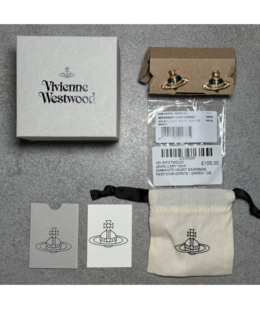 VIVIENNE WESTWOOD Золотые латунные серьги, фото 6