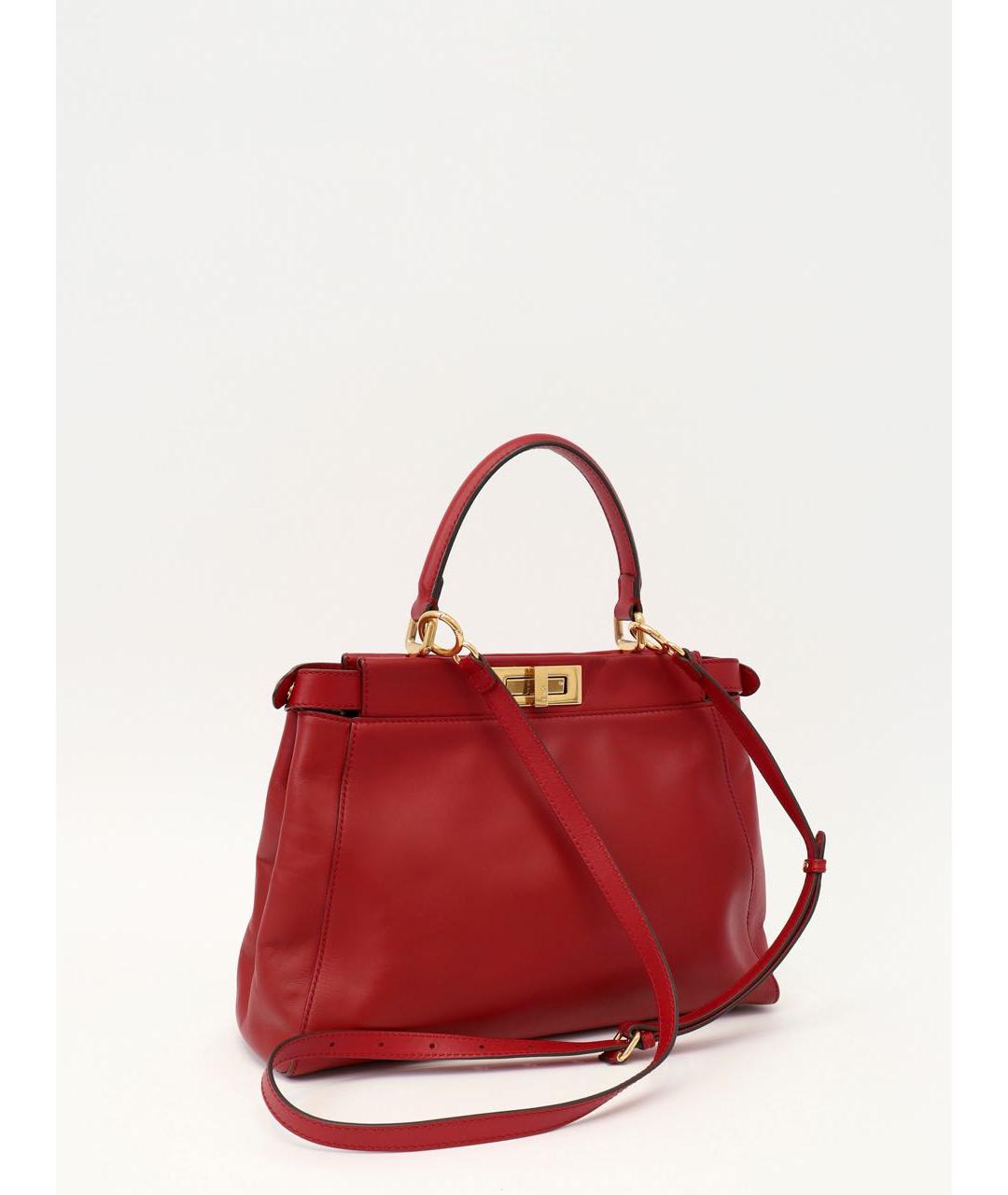 FENDI Красная кожаная сумка тоут, фото 4