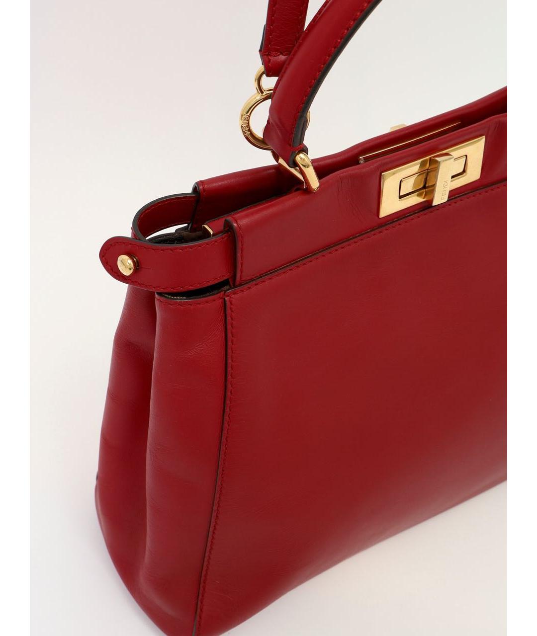 FENDI Красная кожаная сумка тоут, фото 7