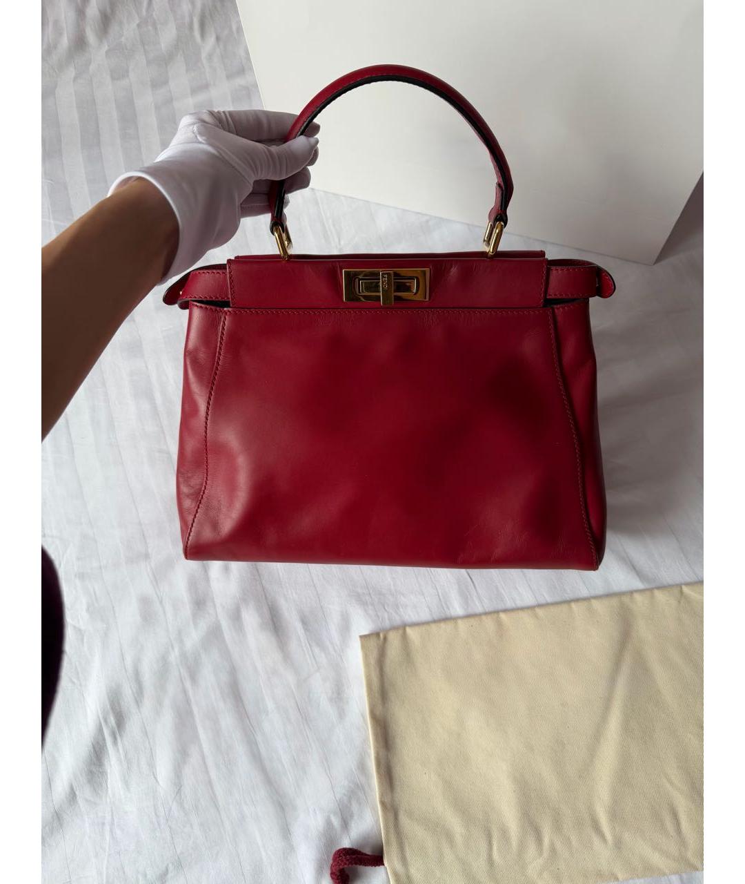 FENDI Красная кожаная сумка тоут, фото 2