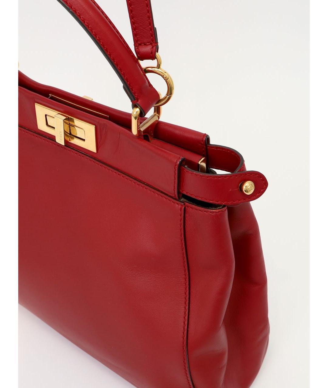 FENDI Красная кожаная сумка тоут, фото 8