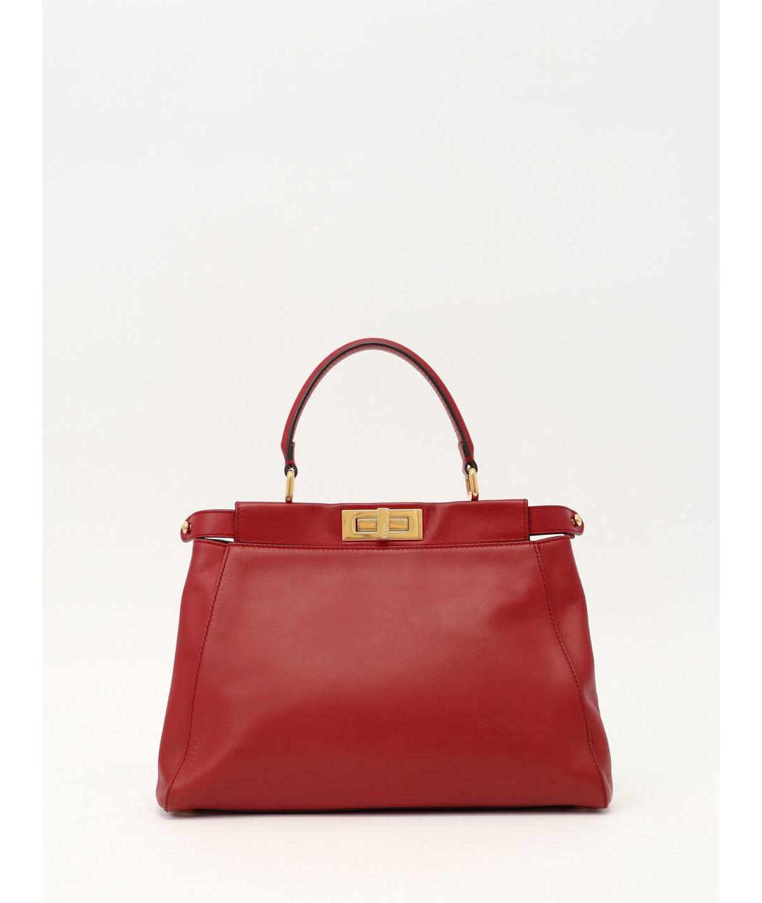 FENDI Красная кожаная сумка тоут, фото 9