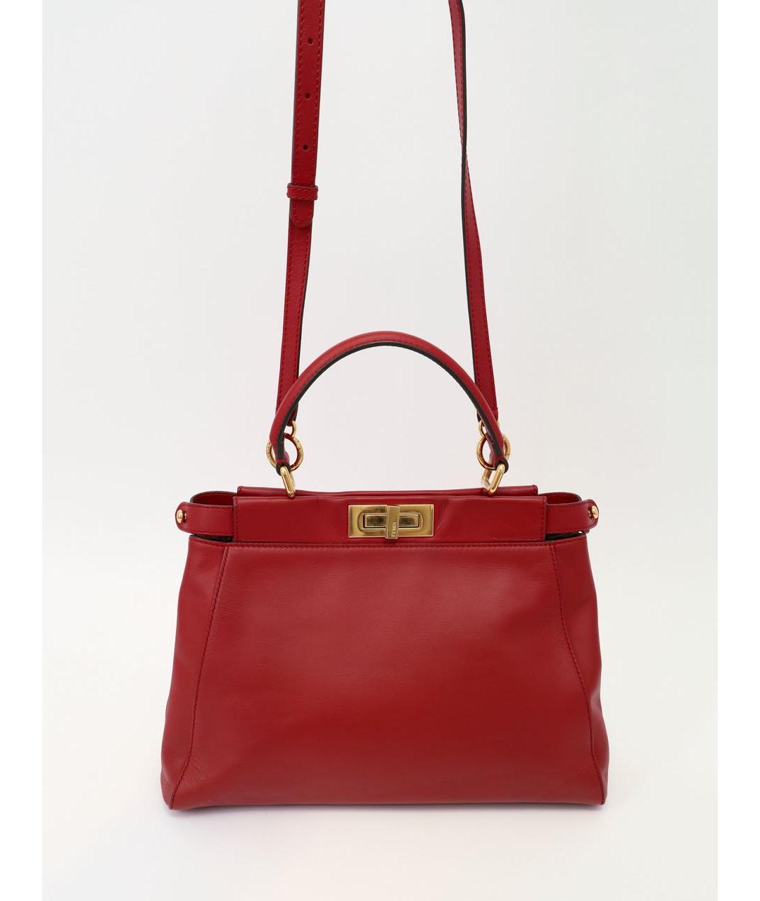 FENDI Красная кожаная сумка тоут, фото 5