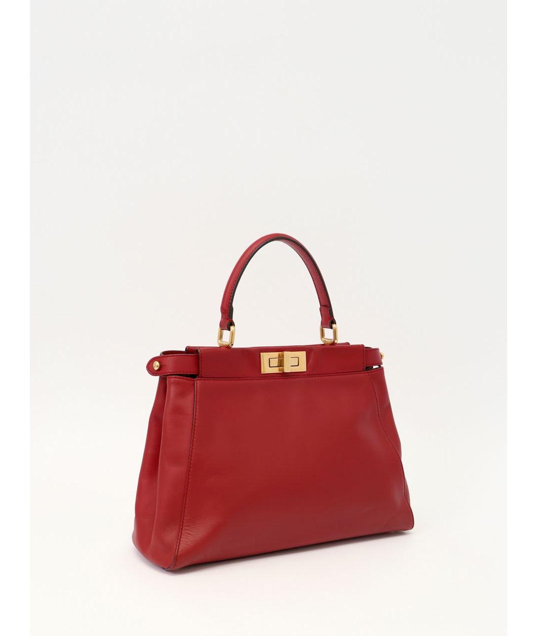 FENDI Красная кожаная сумка тоут, фото 3