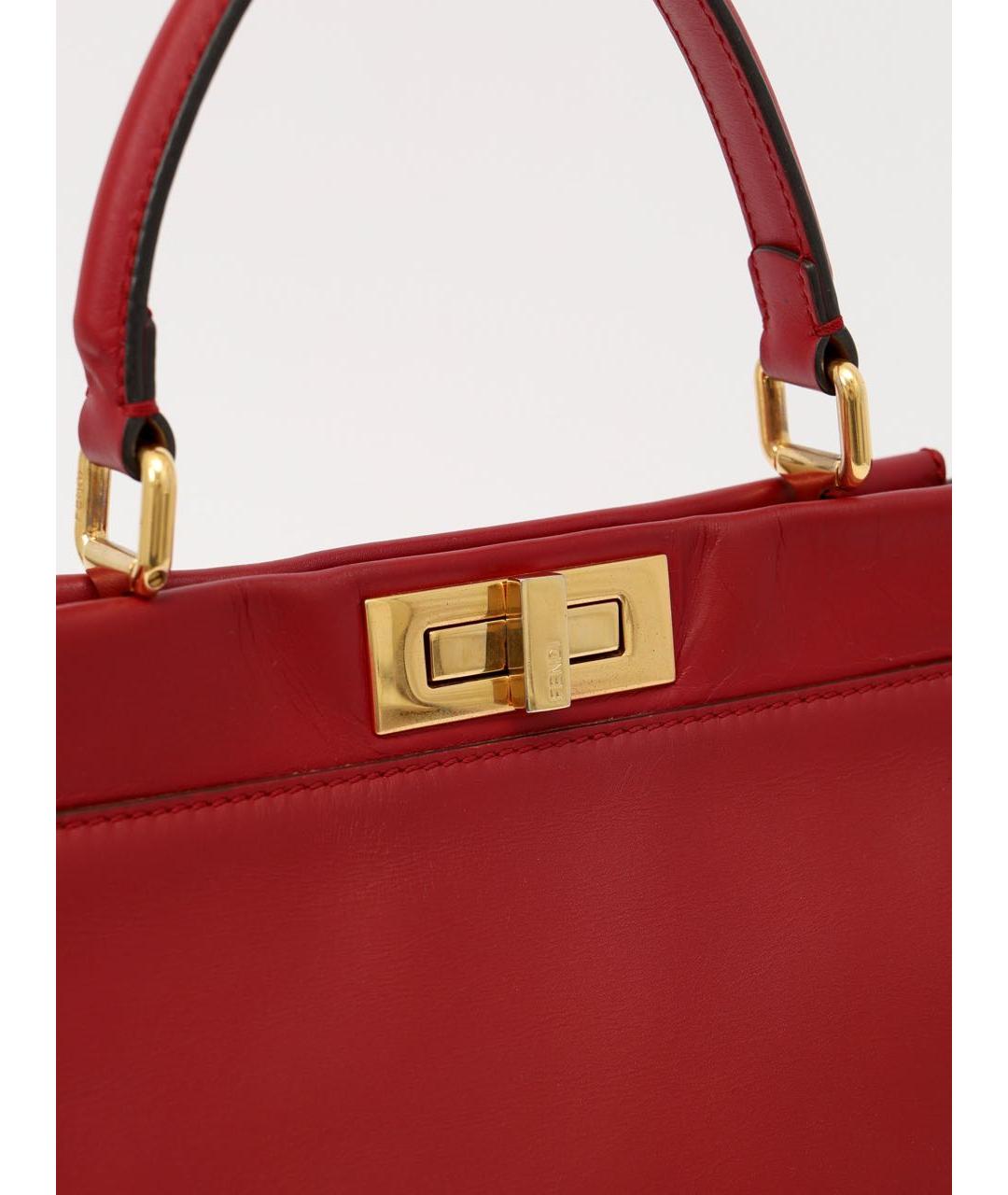FENDI Красная кожаная сумка тоут, фото 6