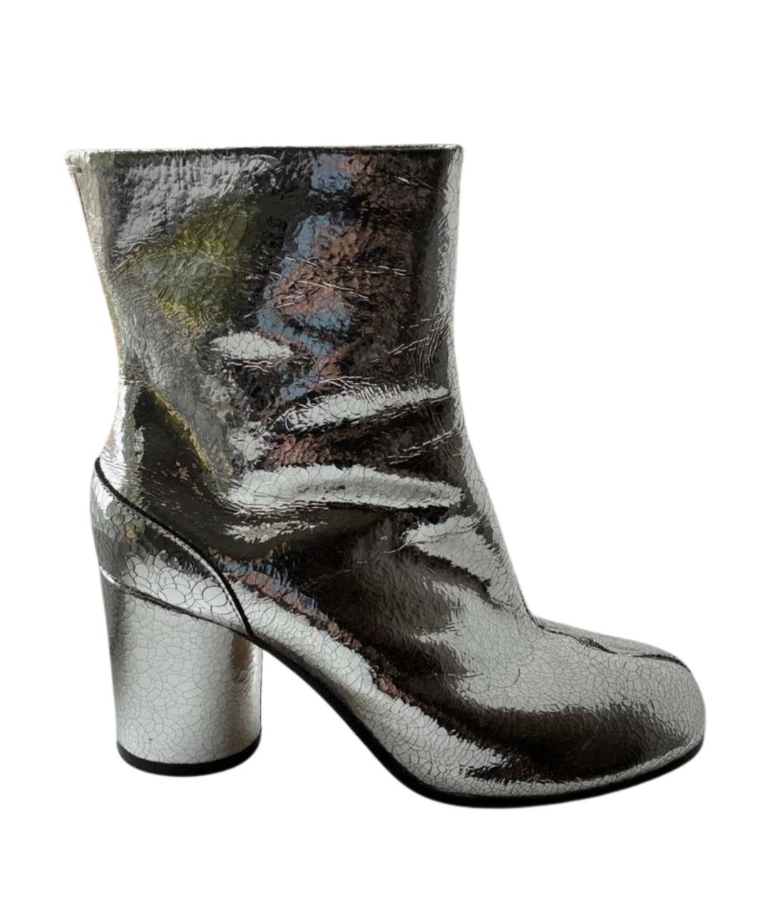 MAISON MARGIELA Серебряные кожаные ботильоны, фото 1