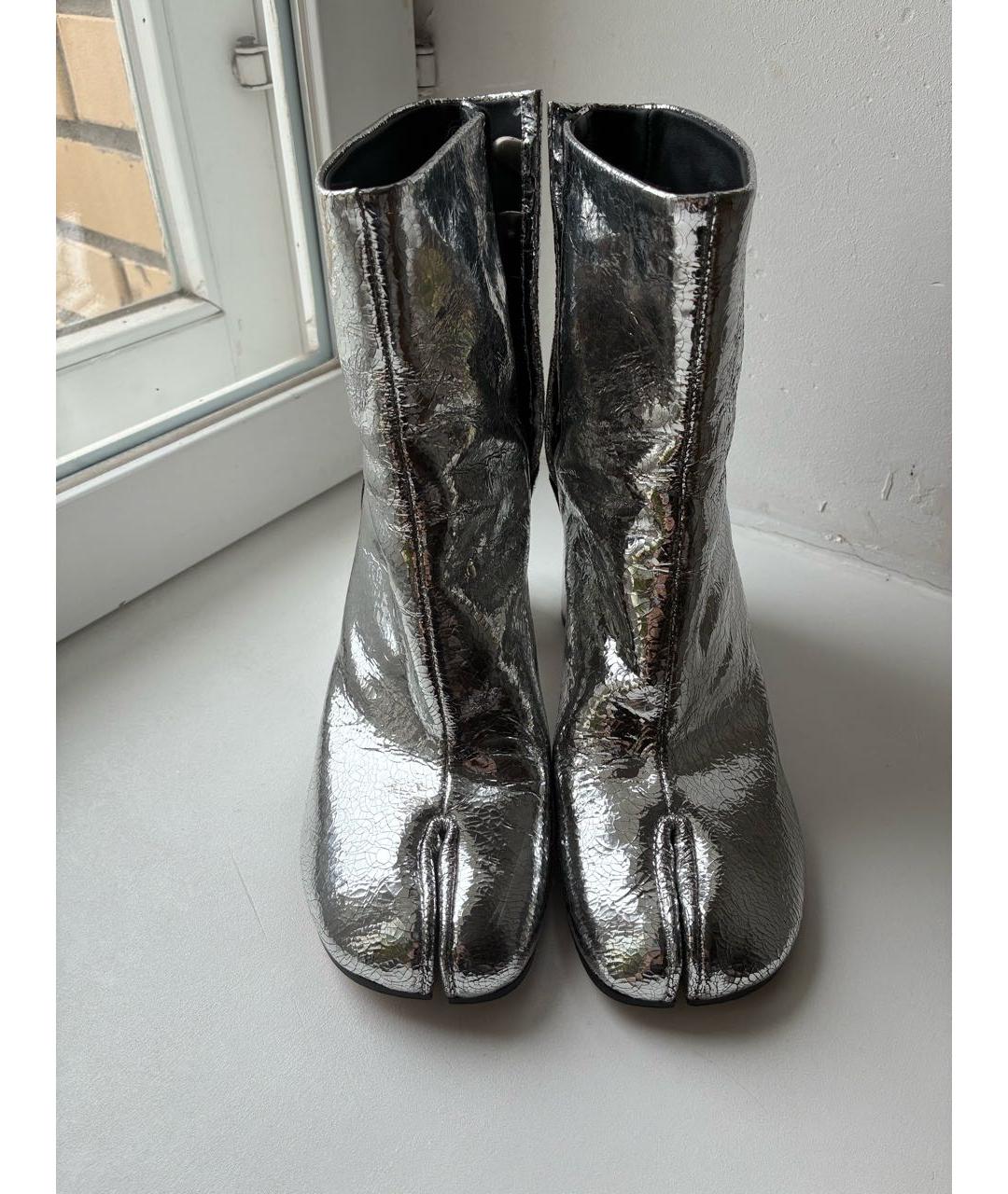 MAISON MARGIELA Серебряные кожаные ботильоны, фото 2