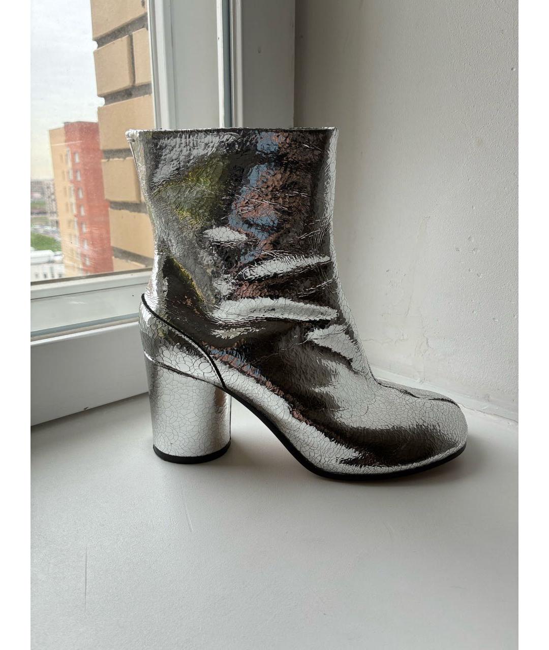 MAISON MARGIELA Серебряные кожаные ботильоны, фото 9