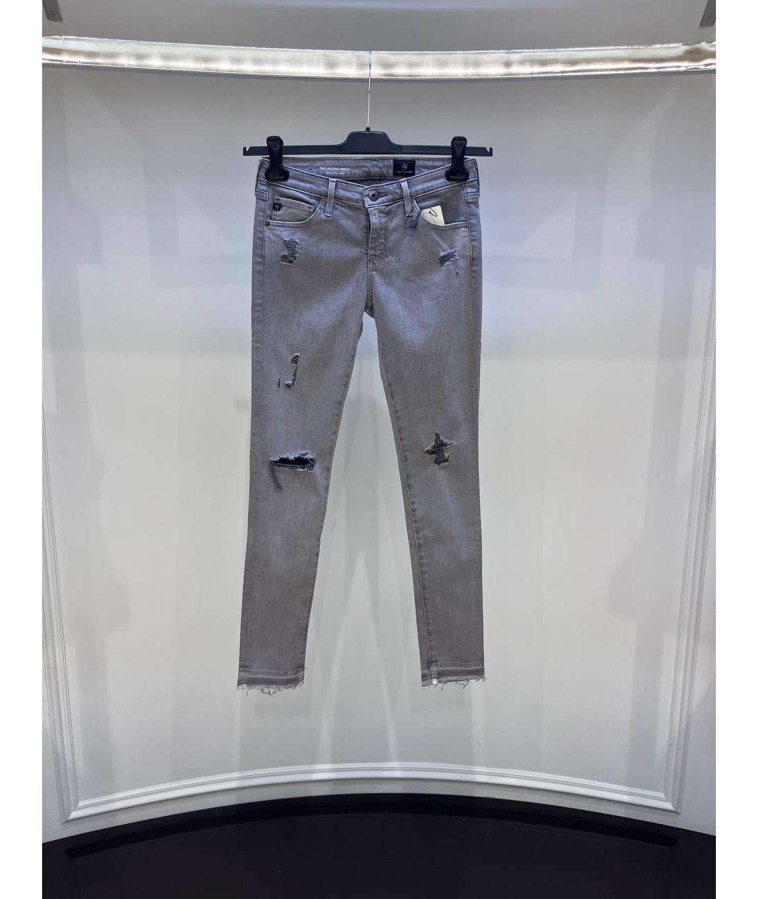AG JEANS Серые хлопковые джинсы слим, фото 4