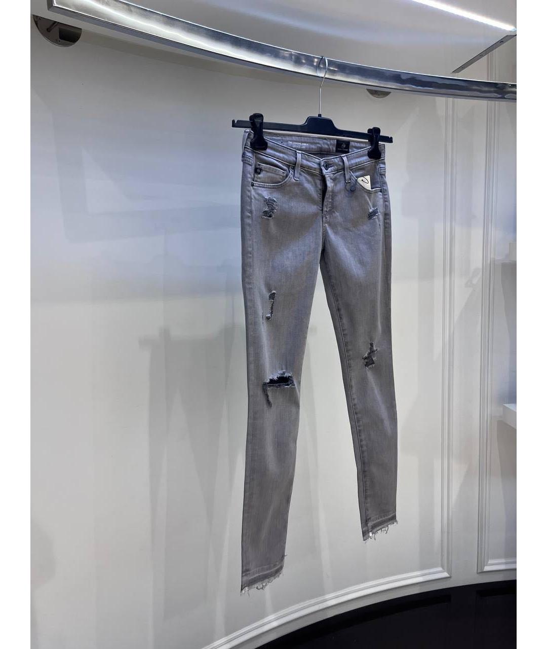 AG JEANS Серые хлопковые джинсы слим, фото 3