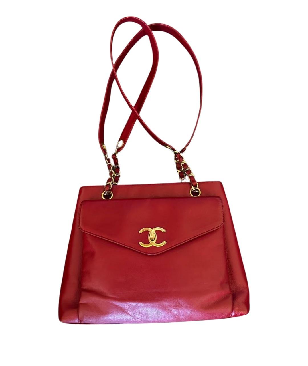 CHANEL Бордовая кожаная сумка через плечо, фото 1