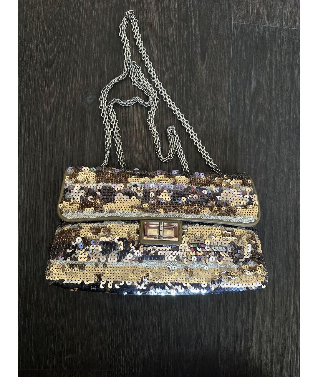 CHANEL Золотая сумка через плечо, фото 9