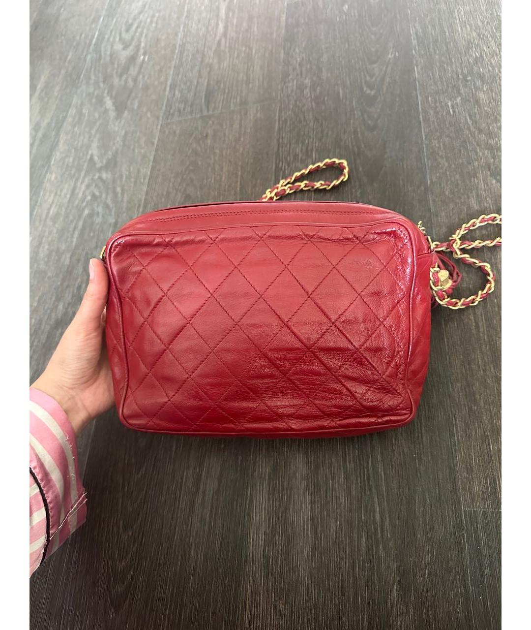 CHANEL Бордовая кожаная сумка через плечо, фото 3