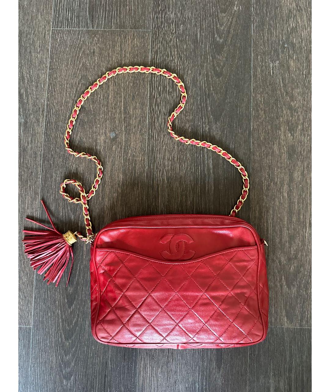 CHANEL Бордовая кожаная сумка через плечо, фото 9