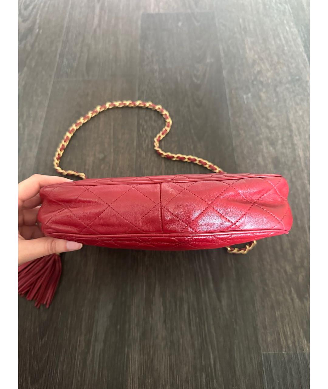 CHANEL Бордовая кожаная сумка через плечо, фото 2