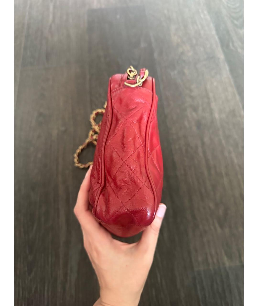 CHANEL Бордовая кожаная сумка через плечо, фото 5