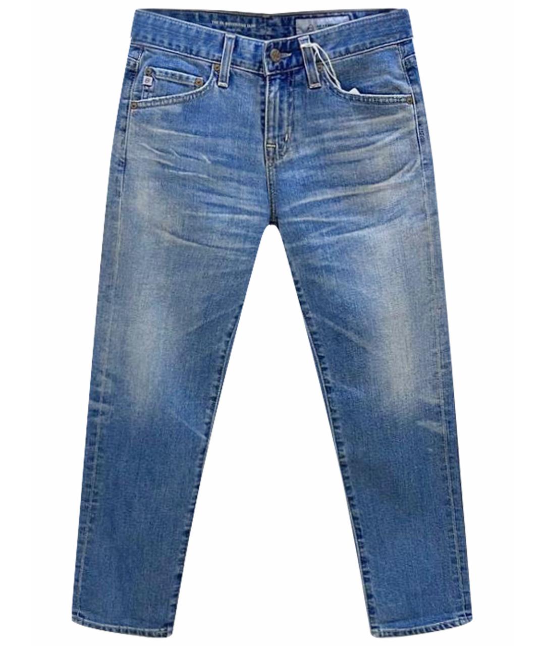 AG JEANS Синие хлопковые джинсы слим, фото 1