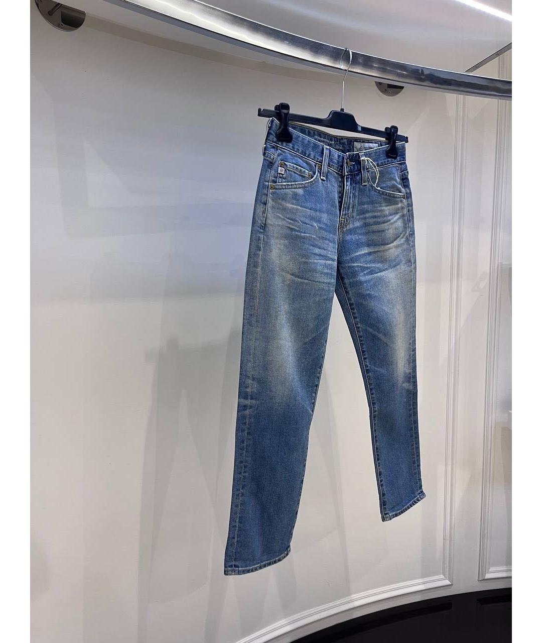 AG JEANS Синие хлопковые джинсы слим, фото 3