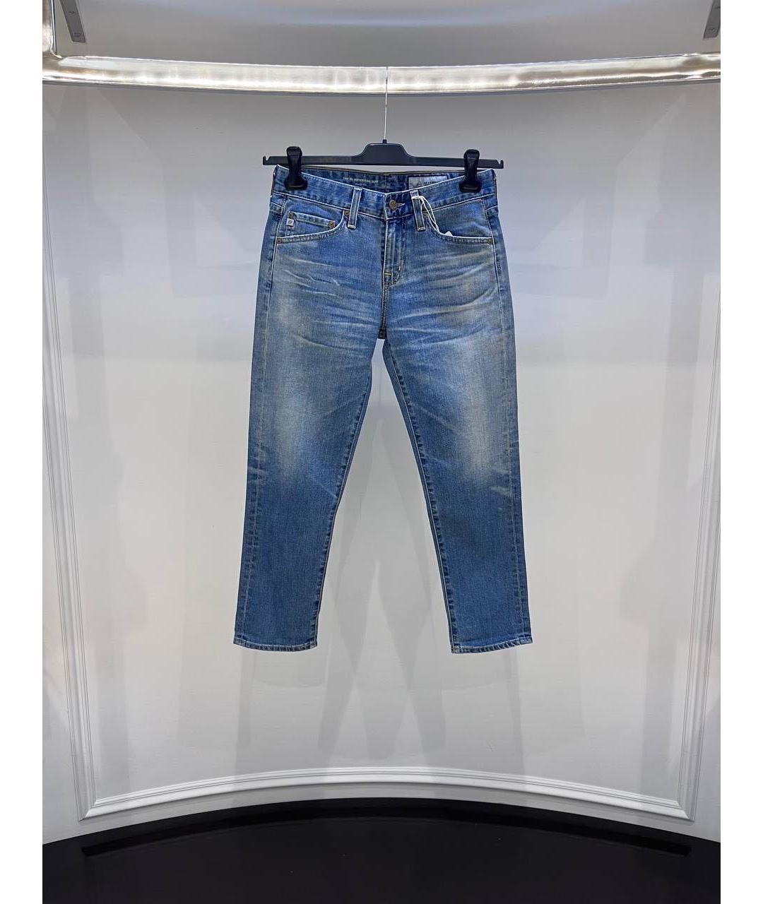 AG JEANS Синие хлопковые джинсы слим, фото 4