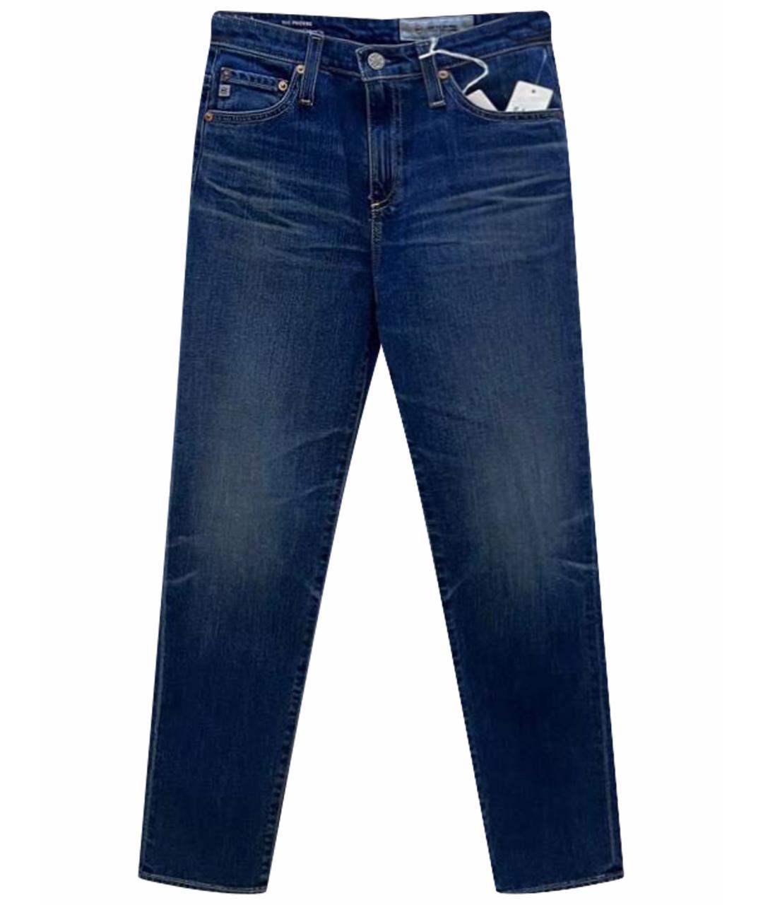 AG JEANS Синие хлопковые джинсы слим, фото 1