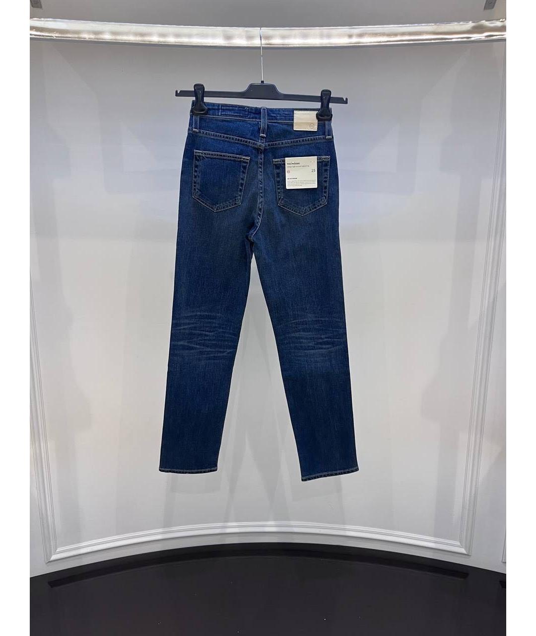 AG JEANS Синие хлопковые джинсы слим, фото 2