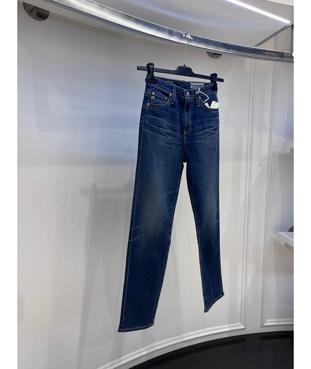 AG JEANS Синие хлопковые джинсы слим, фото 3